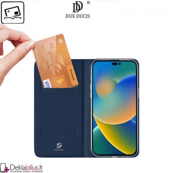 Dux Ducis dirbtinės odos viršelis - mėlynas (Apple Iphone 14 Pro) Dux Ducis dirbtinės odos viršelis - mėlynas (Apple Iphone 14 Pro)
